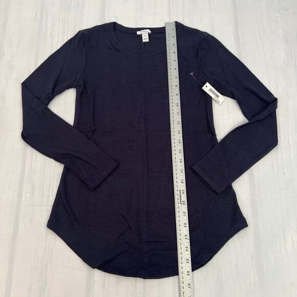 Daily ritual Women Cozy Standard-fit long Sleeve Shirttail Hem Crewneck Shirt XS - Picture 6 of 9